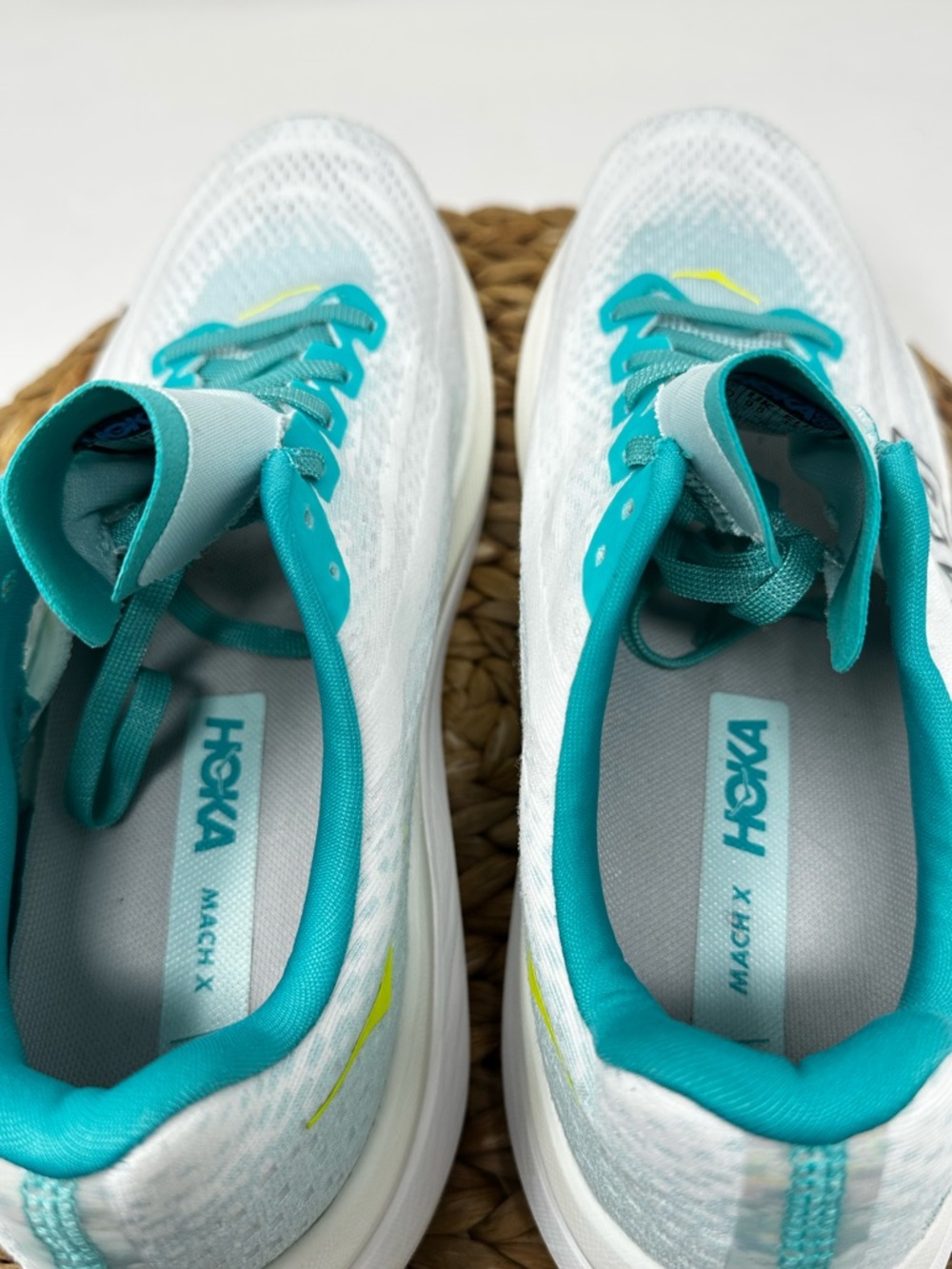 HOKA ONE Mach X Running Shoes White Blue Glass Size 10 Men's - Picture 8 of 10